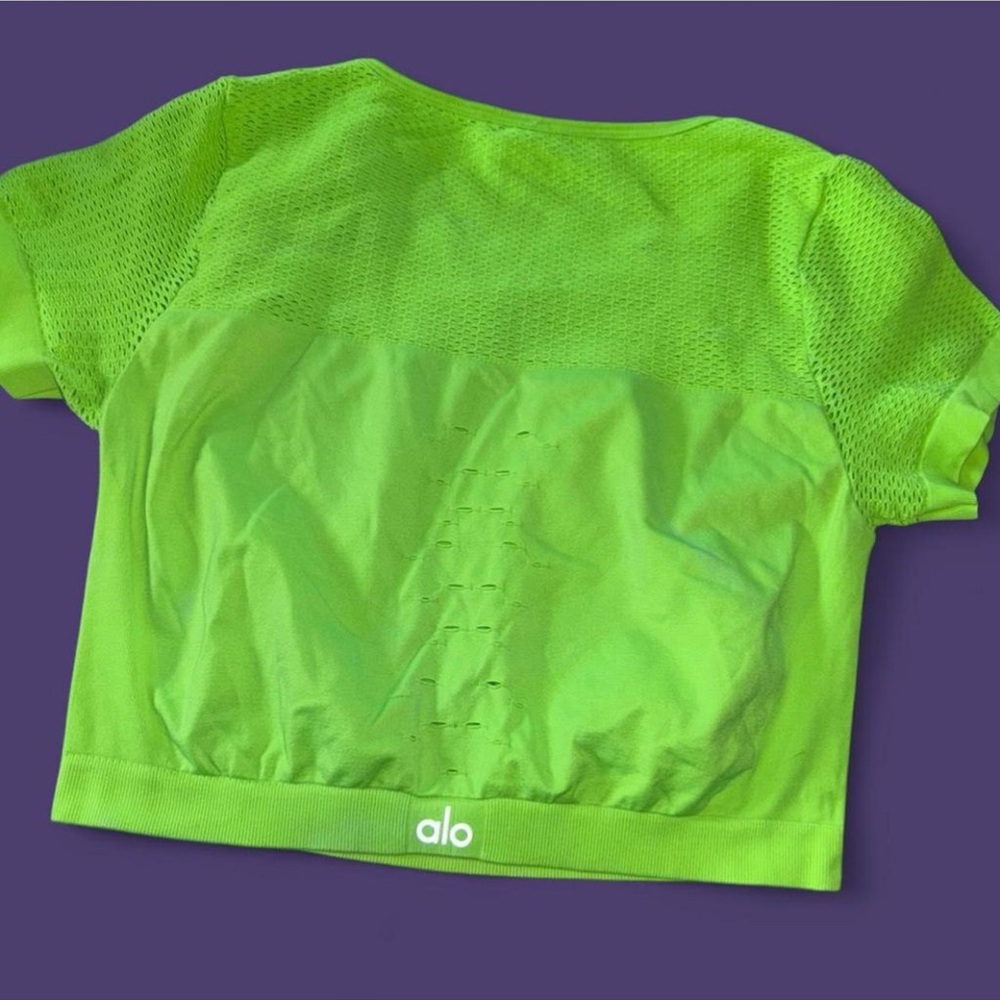 ALO Yoga Neon Green Ventilated Crop Top